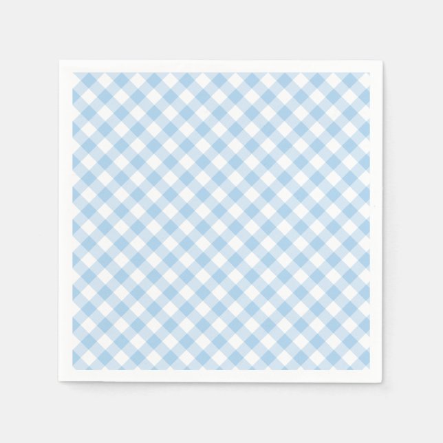 Retro Gingham Baby Blue Napkins (Front)