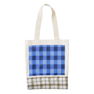 Retro Gingham Blue Zazzle HEART Tote Bag
