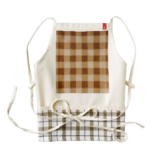 Retro Gingham Brown Zazzle HEART Apron