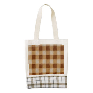Retro Gingham Brown Zazzle HEART Tote Bag