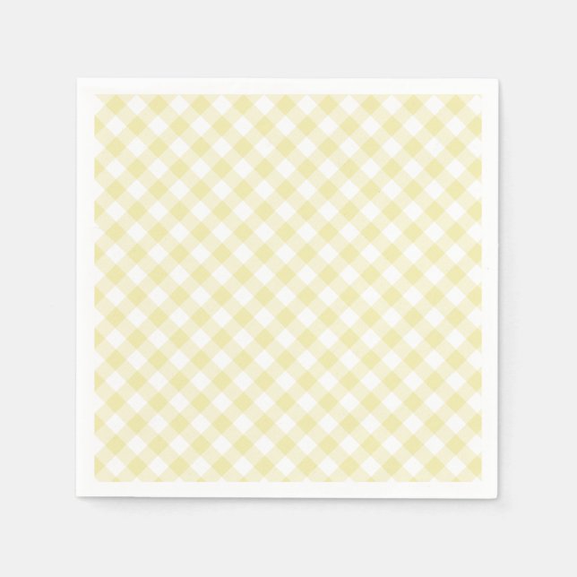 Retro Gingham Butter Yellow Napkins (Front)
