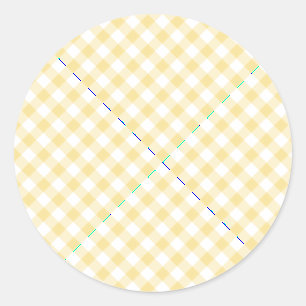 Retro Gingham Canary Yellow Classic Round Sticker