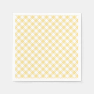 Retro Gingham Canary Yellow Napkins