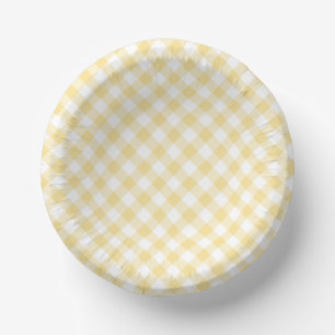 Retro Gingham Canary Yellow Paper Bowls
