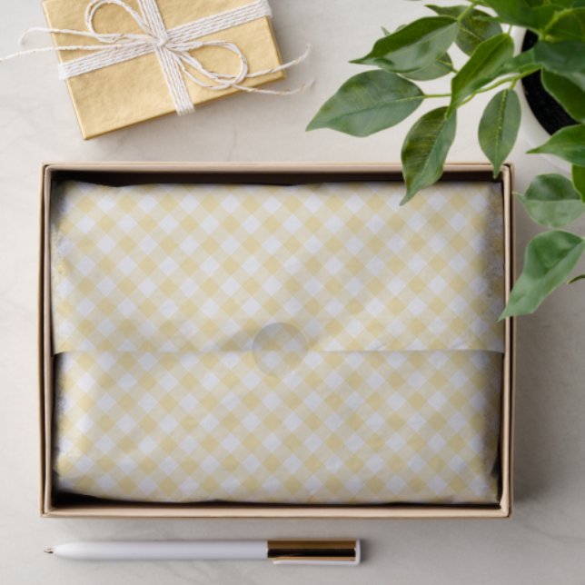 Retro Gingham Canary Yellow Tissue Paper (Gift)