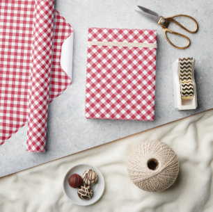 Retro Gingham Cherry Red Wrapping Paper
