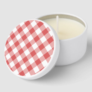 Retro Gingham Coral Red Mini Candle Favors