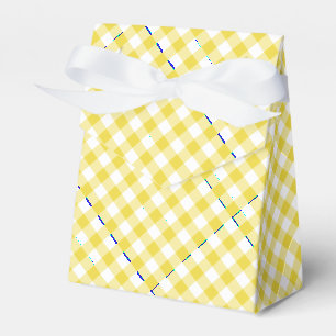 Retro Gingham Golden Yellow Favor Boxes