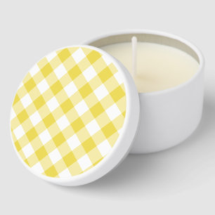 Retro Gingham Golden Yellow Mini Candle Favors