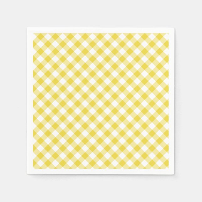 Retro Gingham Golden Yellow Napkins (Front)