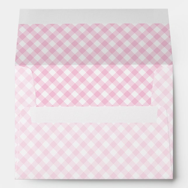 Retro Gingham Light Pink Envelope (Back (Bottom))