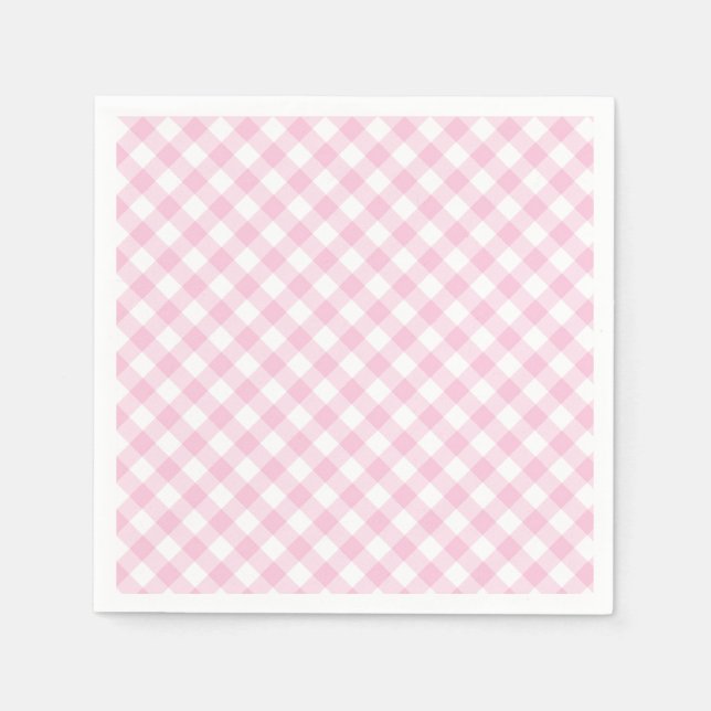 Retro Gingham Light Pink Napkins (Front)