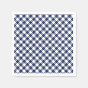 Retro Gingham Navy Blue Napkins