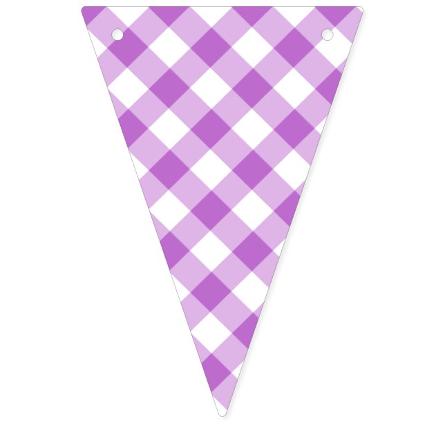 Retro Gingham Orchid Purple Bunting Flags (First Flag)