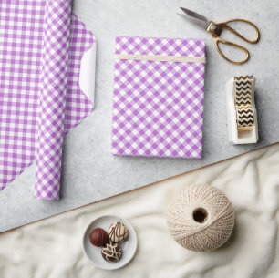 Retro Gingham Orchid Purple Wrapping Paper