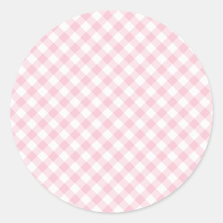 Retro Gingham Pink Classic Round Sticker