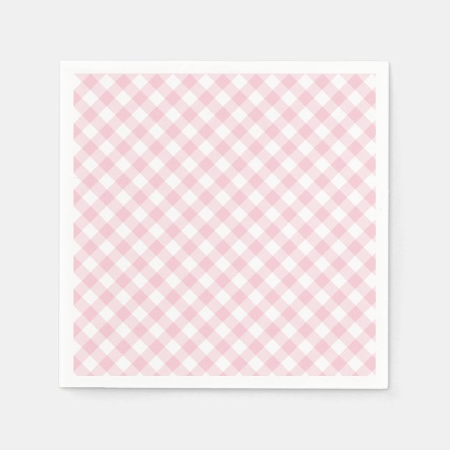 Retro Gingham Pink Napkins (Front)