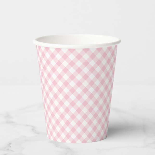 Retro Gingham Pink Paper Cups (Front)
