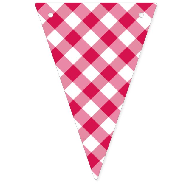 Retro Gingham Raspberry  Bunting Flags (First Flag)