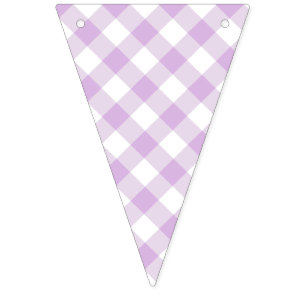 Retro Gingham Soft Lilac Bunting Flags