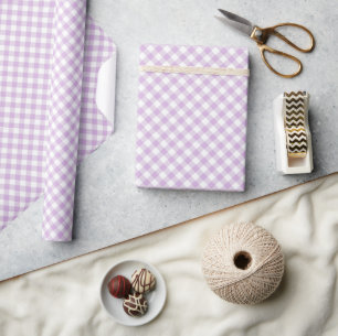 Retro Gingham Soft Lilac Wrapping Paper