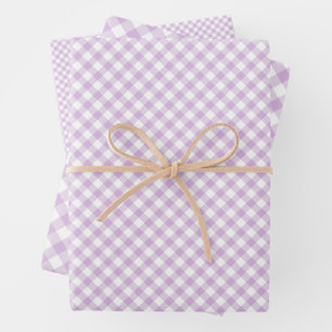 Retro Gingham Soft Lilac Wrapping Paper Sheets