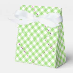 Retro Gingham Spring Green Favor Boxes
