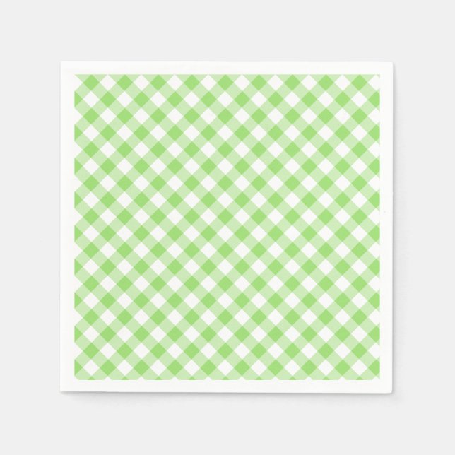 Retro Gingham Spring Green Napkins (Front)