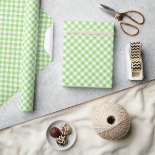 Retro Gingham Spring Green Wrapping Paper