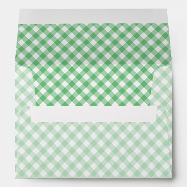 Retro Gingham Summer Green Envelope (Back (Bottom))