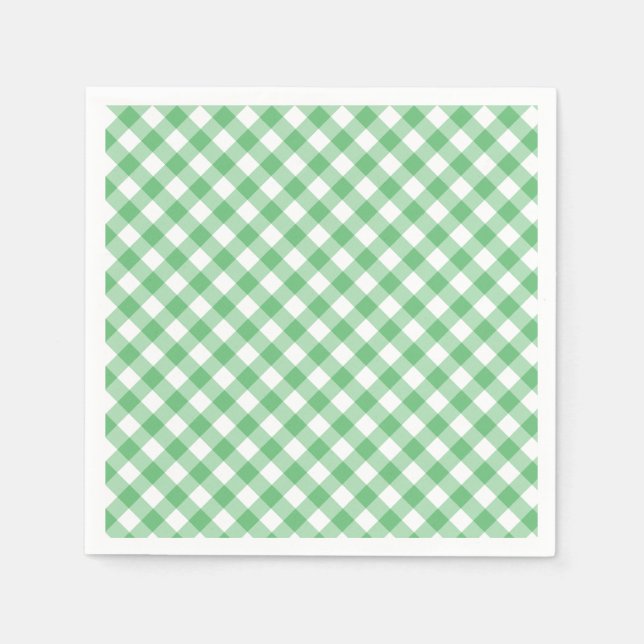 Retro Gingham Summer Green Napkins (Front)