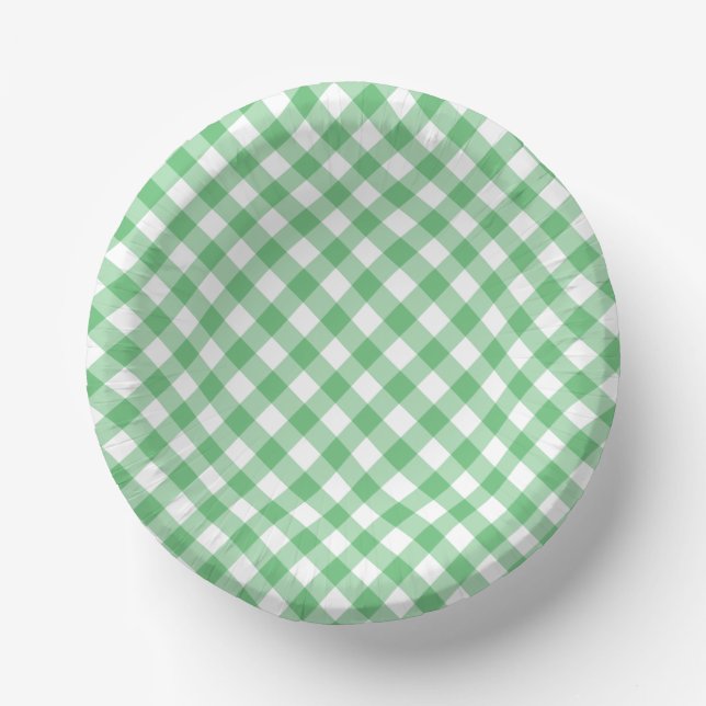 Retro Gingham Summer Green Paper Bowls (Front)