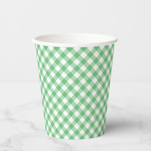 Retro Gingham Summer Green Paper Cups