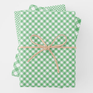Retro Gingham Summer Green Wrapping Paper Sheets