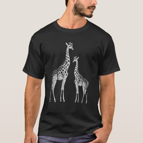 Retro Giraffe Funny Safari Animal Art T_Shirt