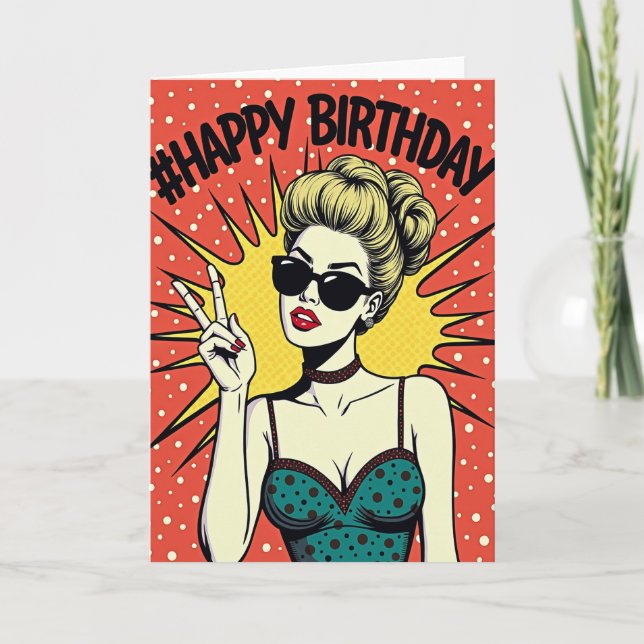 Retro Girl Birthday Card (Front)