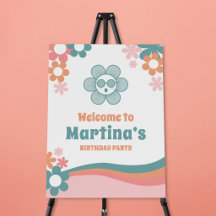 Retro Girl Birthday Party Welcome Sign
