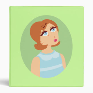 Retro Girl Blue Binder