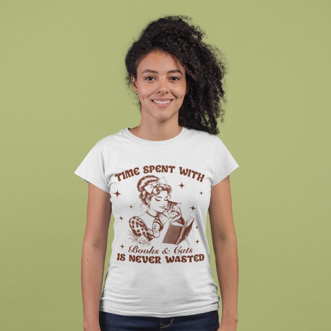Retro Girl Books And Cats T-Shirt (Creator Uploaded)