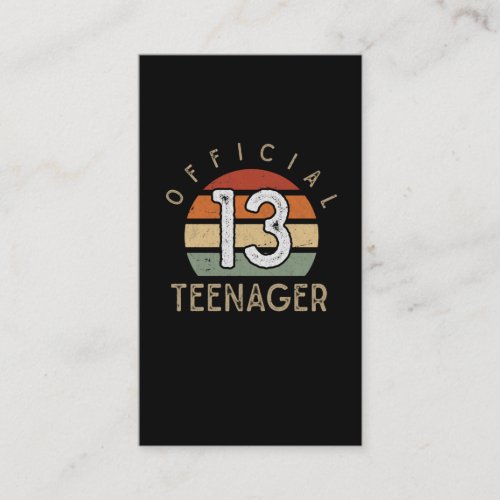 Retro Girl Boy 13th Birthday Official Teenager Business Card