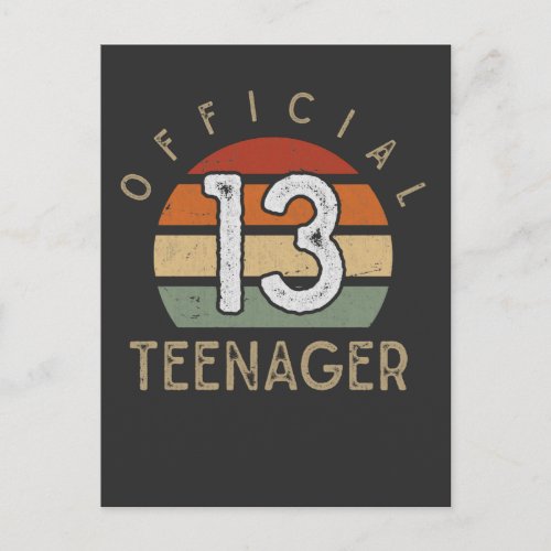 Retro Girl Boy 13th Birthday Official Teenager Postcard
