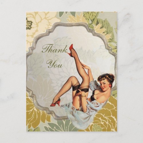 retro girl Bridal Shower Tea Party thank you Postcard