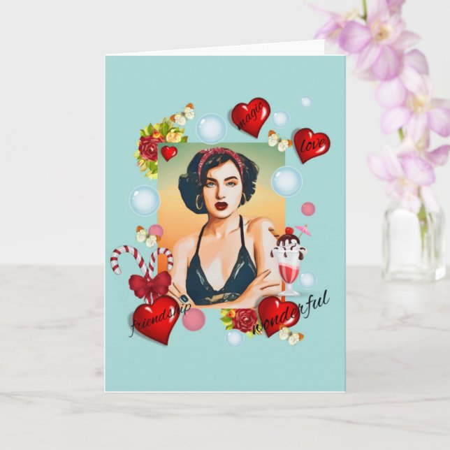 Retro girl card (Orchid)