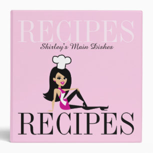 Retro Girl Chef Baker Recipe Binder Customizable