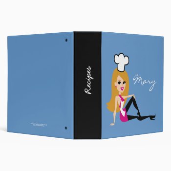 Retro Girl Chef Baker Recipe Binder Customizable by ShopDesigns at Zazzle