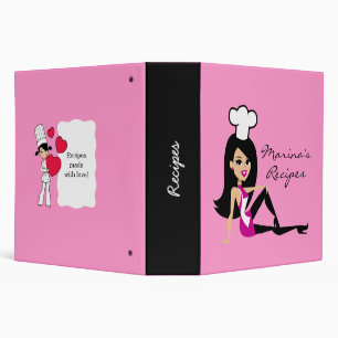 Retro Girl Chef Baker Recipe Binder Customizable