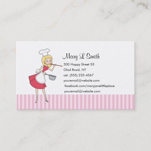 Customizable Retro Girl Chef Personal Calling Card - Customized Business Card