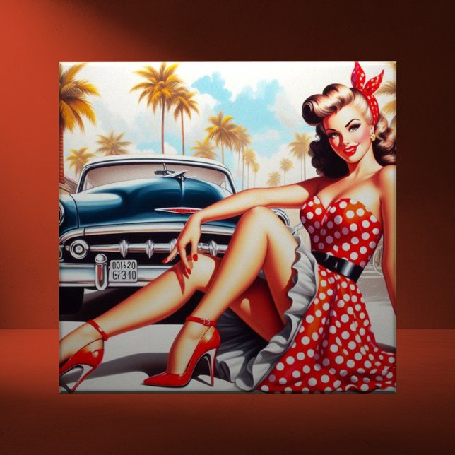 Retro Girl Classic Pin Up Ceramic Tile (Creator Uploaded)