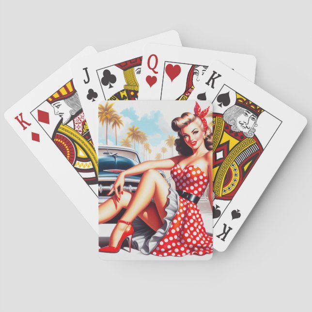Retro Girl Classic Pin Up Poker Cards (Back)