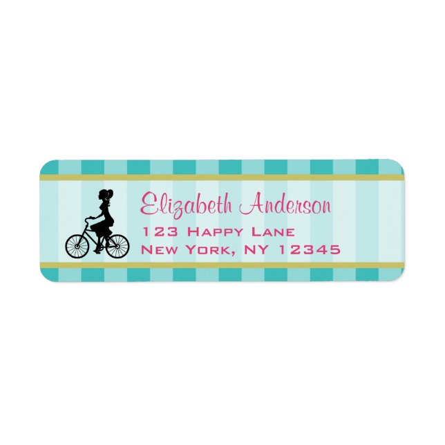 Retro Girl Cyclist Silhouette Label (Front)